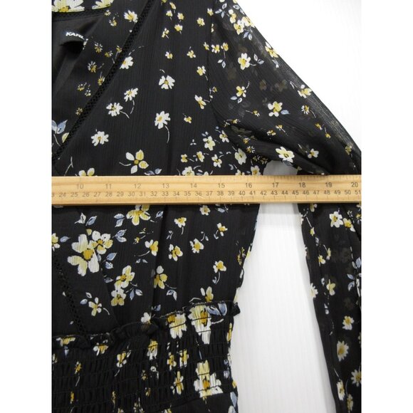 Karl Lagerfeld Dress 4 Wrap Fit & Flare Daisy Floral Zip Up Pockets - Picture 5 of 11